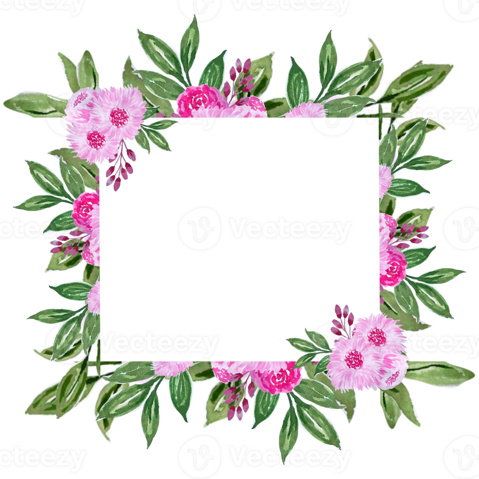 Watercolor floral frame border.Botanical flower illustration hand painted png