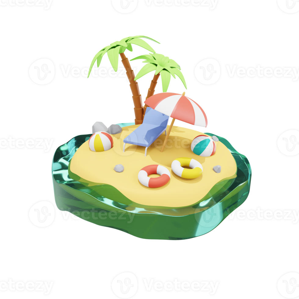 Beach 3D Icon Travel and Holidays png
