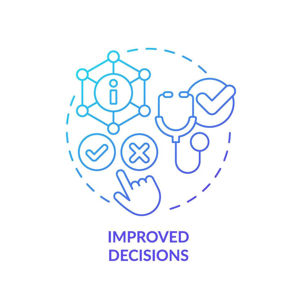 2D gradient blue icon improved decisions concept, isolated vector, health interoperability resources thin line illustration. vector