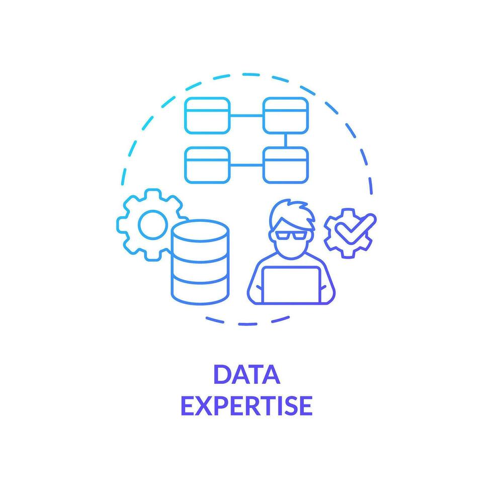 2d degradado datos pericia icono, aislado vector, ai ingeniero creativo Delgado línea ilustración vector