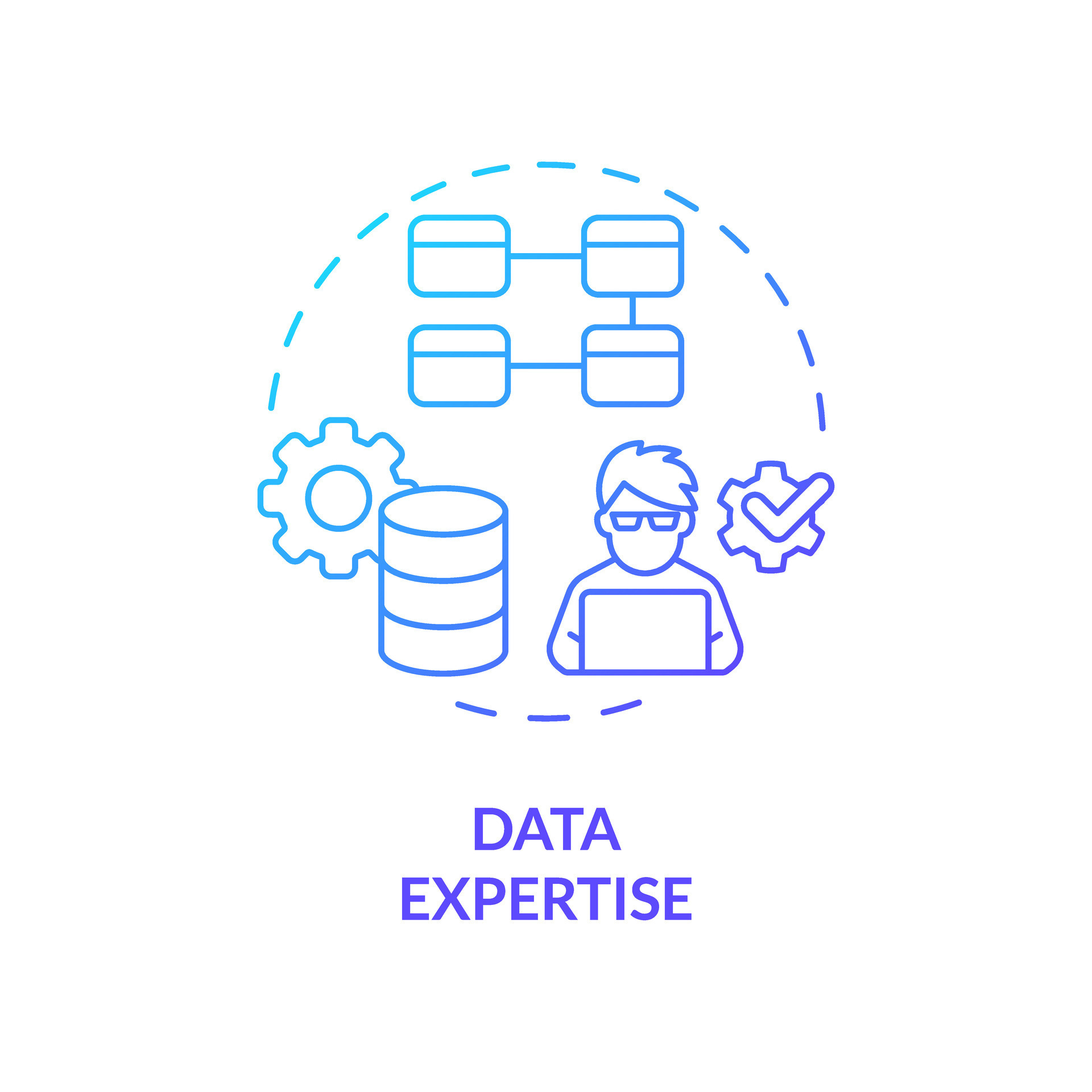 2D gradient data expertise icon, isolated vector, AI engineer creative ...