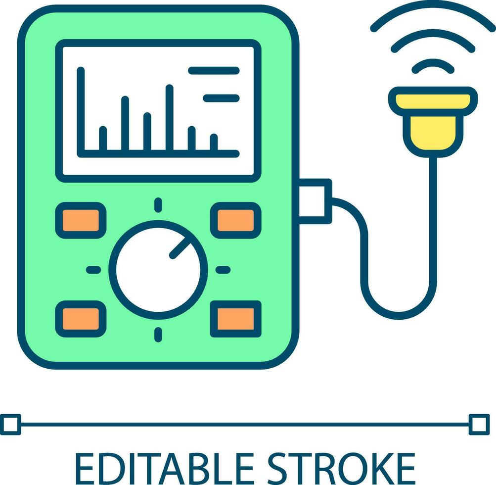 2D editable ultrasonic analysis icon representing predictive maintenance, isolated vector, multicolor thin line illustration. vector