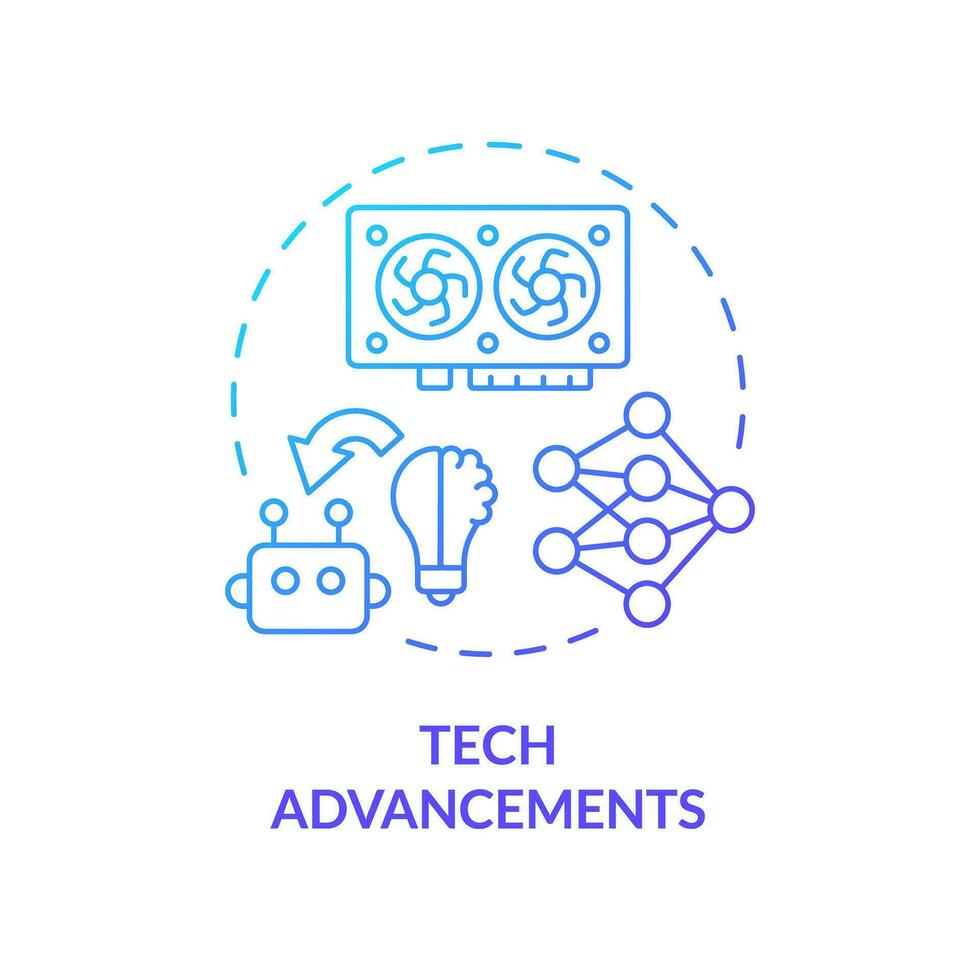 2D gradient tech advancements icon, isolated vector, AI engineer creative thin line illustration vector