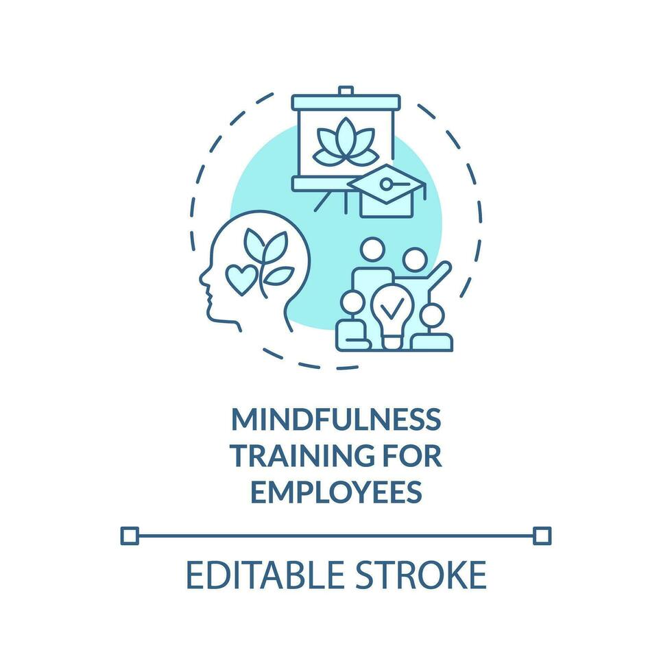 2D editable blue icon mindfulness training for employees concept, isolated vector, mindful entrepreneurship thin line illustration. vector