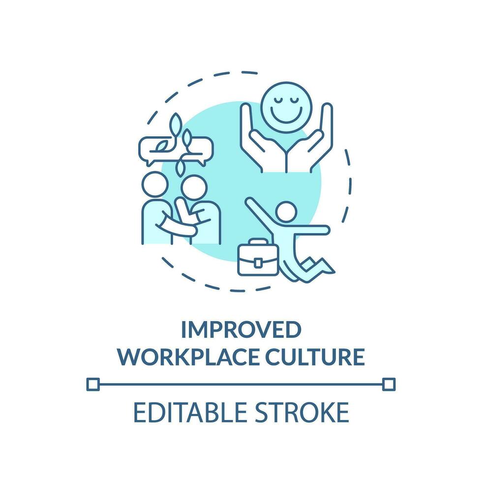 2D editable blue icon improved workplace culture concept, isolated vector, mindful entrepreneurship thin line illustration. vector