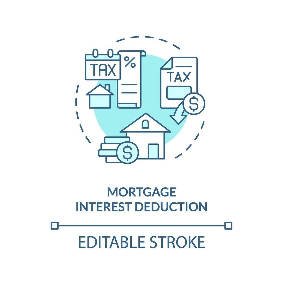 Mortgage interest deduction soft blue concept icon. Special financial benefit for taxpayer. Tax relief. Round shape line illustration. Abstract idea. Graphic design. Easy to use in blog post vector