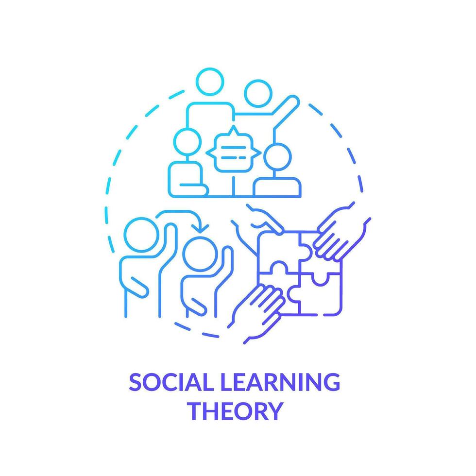 2D gradient social learning theory icon, simple vector, thin line illustration representing learning theories. vector