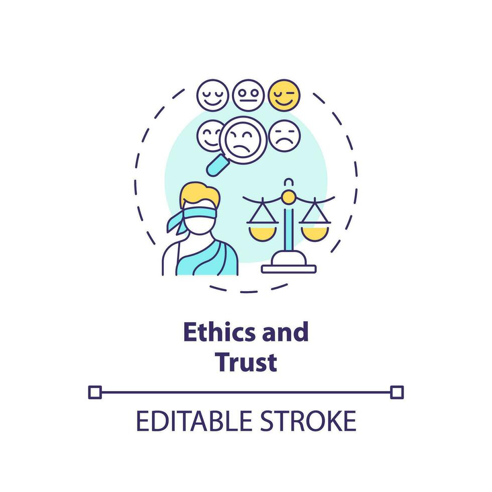 2D editable thin line icon ethics and trust concept, isolated vector, multicolor illustration representing arena. vector