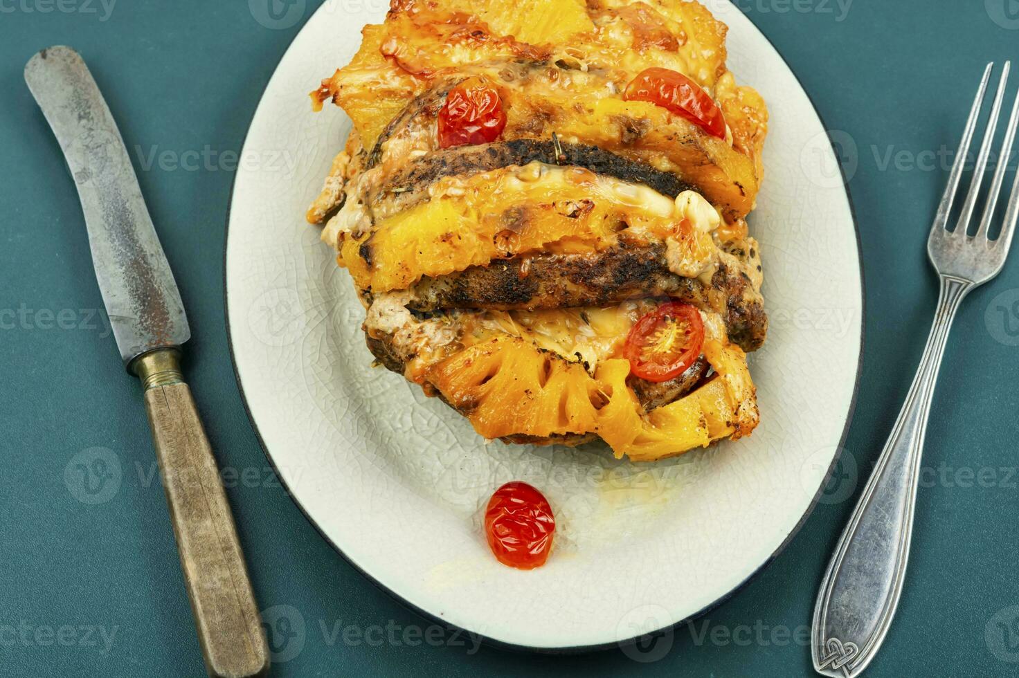 Pork tenderloin with pineapple photo