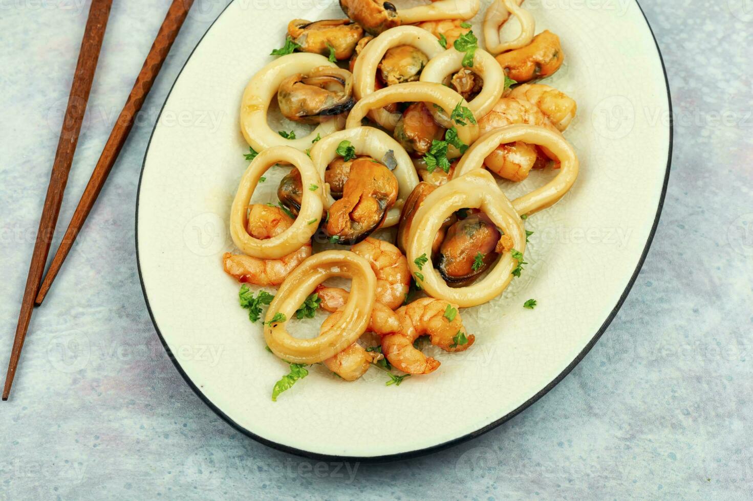 Roasted tasty seafood. photo