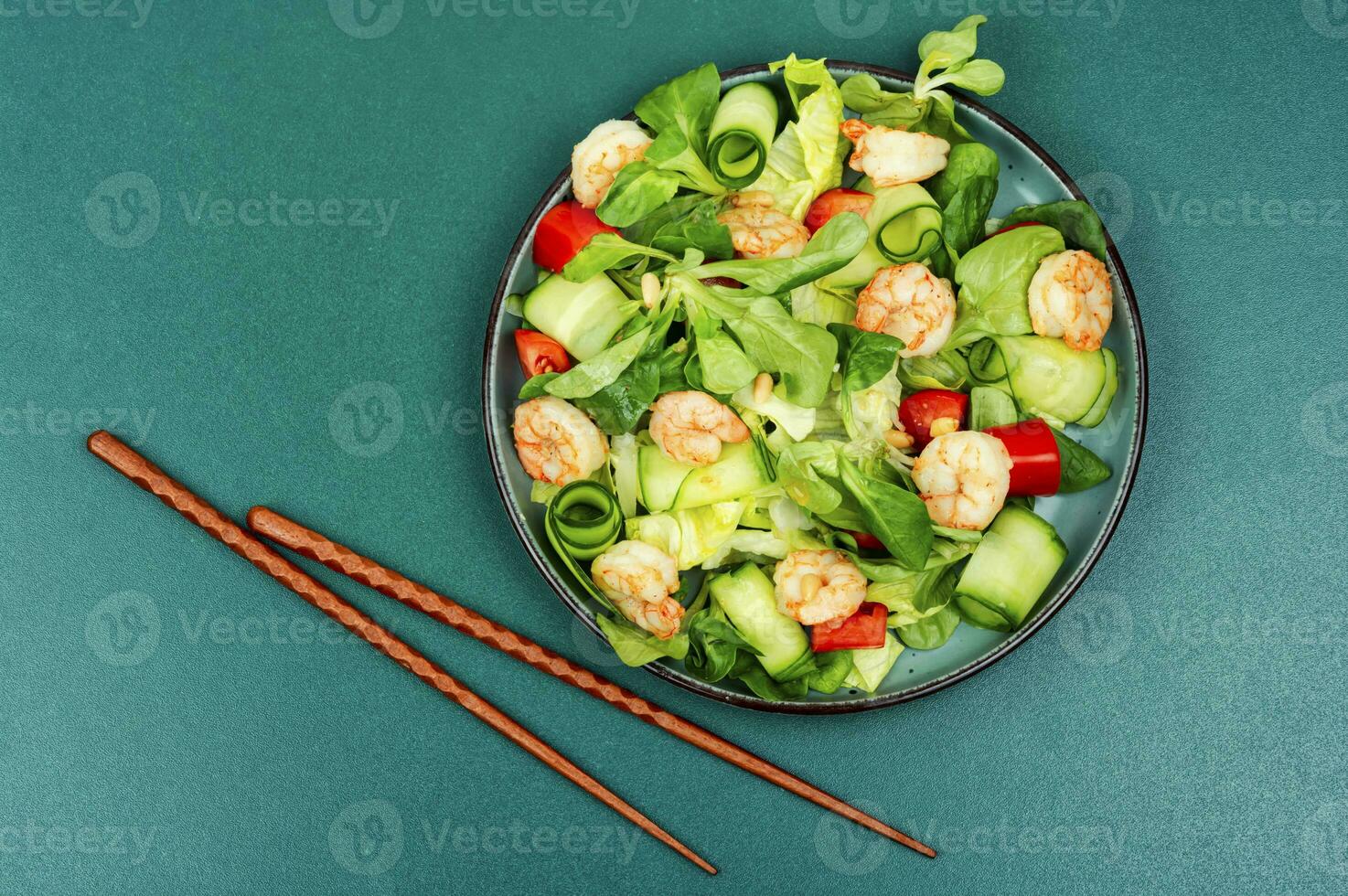 Vegetable appetizing seafood cocktail salad. photo