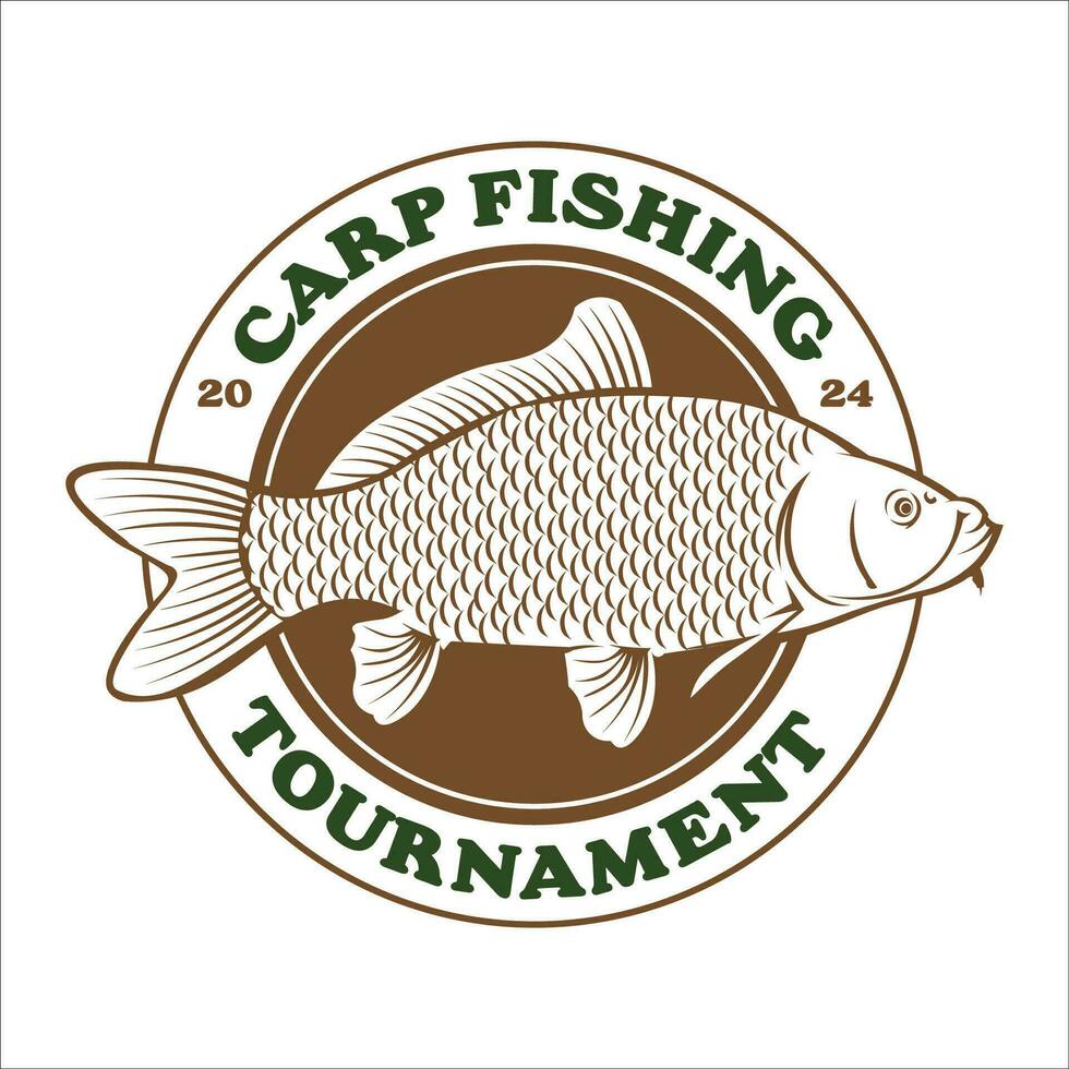 logotipo de pesca de carpa, bueno para el evento del torneo de pesca y el diseño del logotipo comercial de la empresa proveedora de la tienda de pescado fresco vector