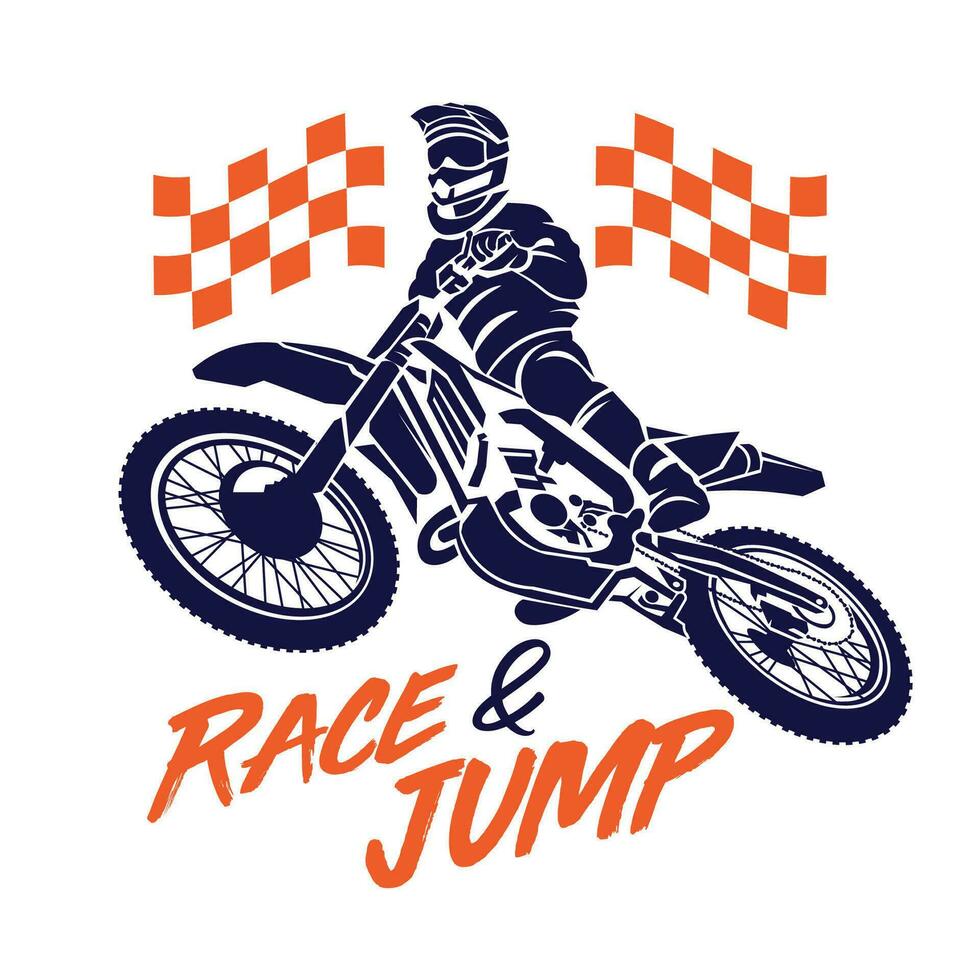 Motocross Enduro jumping vector illustration, perfect for t shirt design and championship event logo design