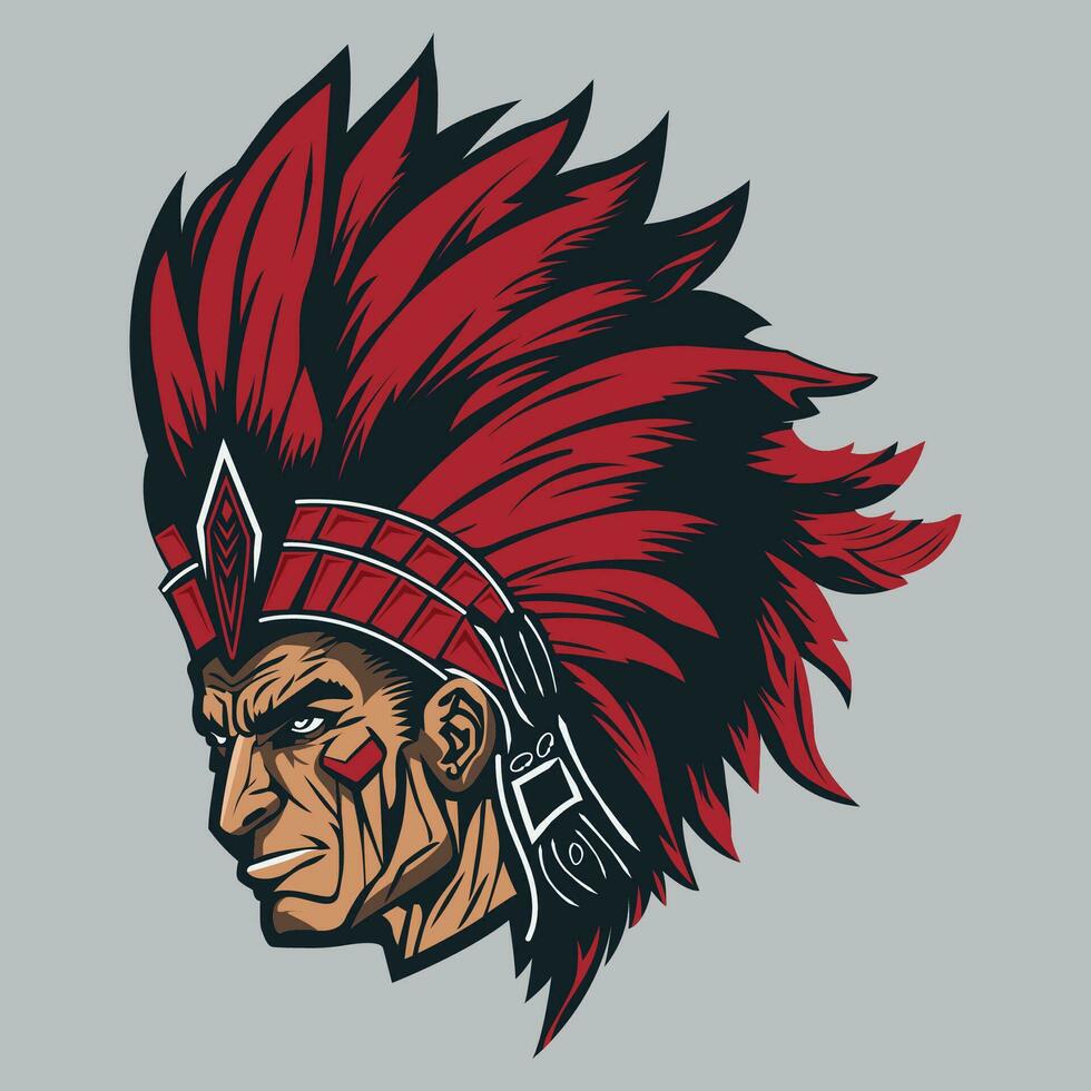 Indian Chief Master Mascot Illustrator Vector Isolated