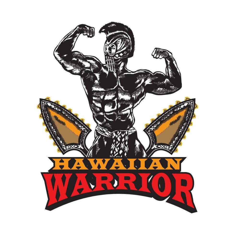 Hawaiian Warrior vector illustration in vintage style, perfect for t shirt design