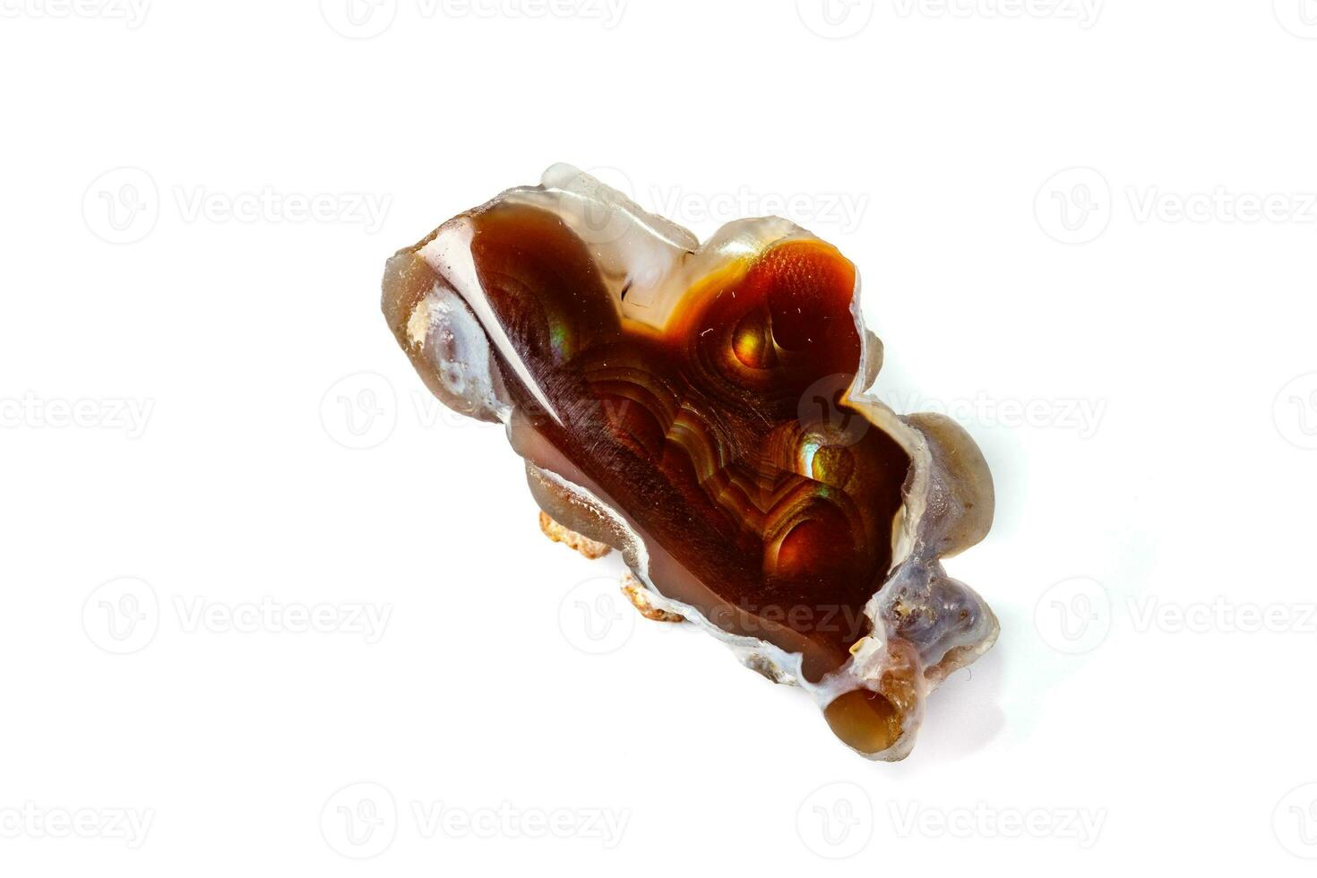 Macro mineral stone fiery Agate on a white background photo