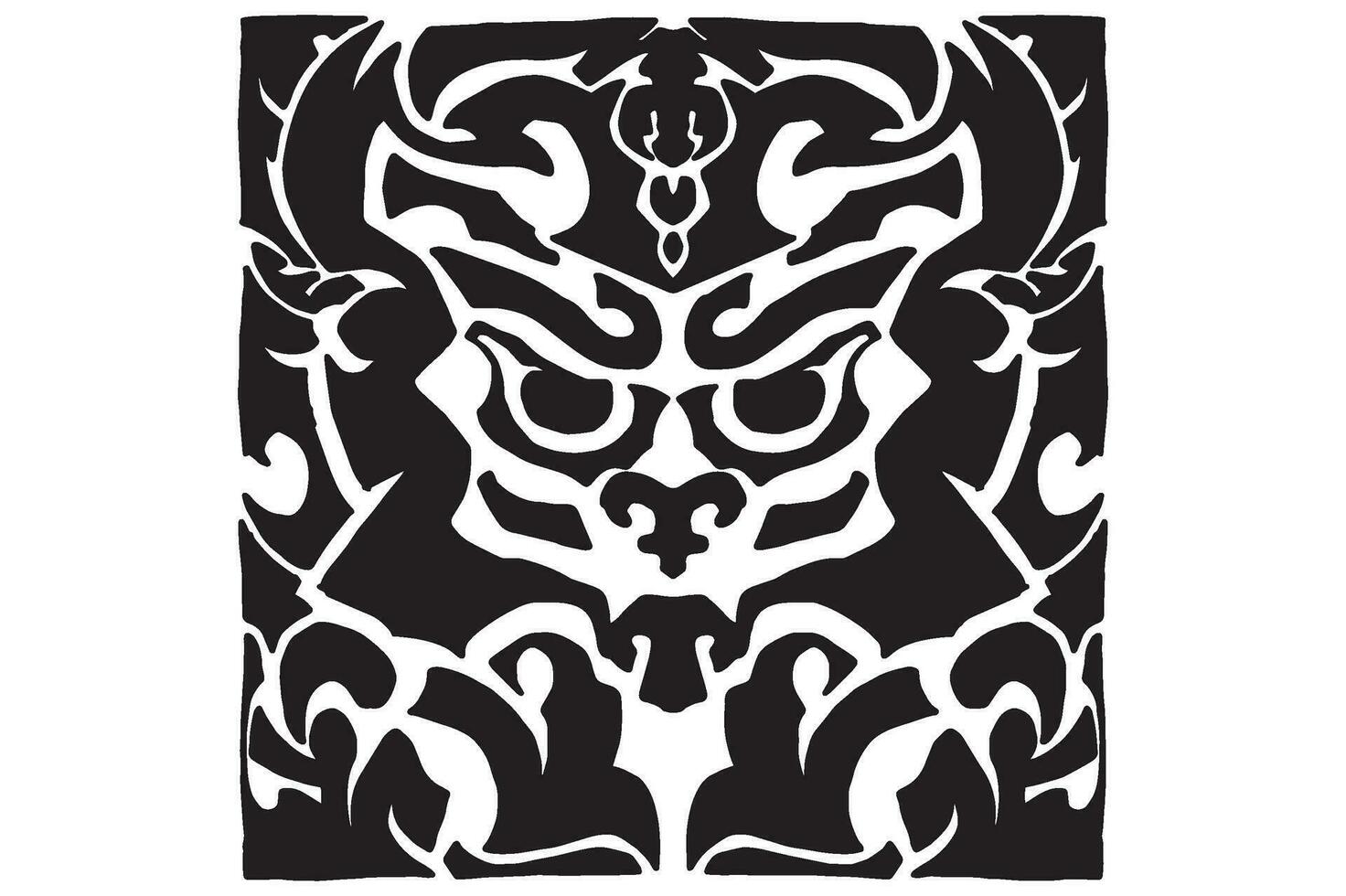cuadrado demonio monstruo emblema tatuaje vector