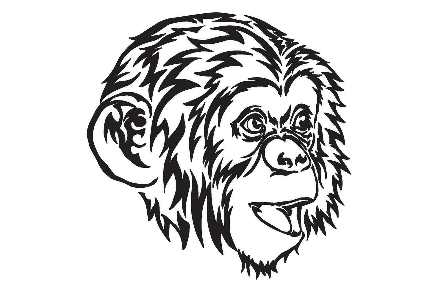 chimpancé cabeza tatuaje diseño vector