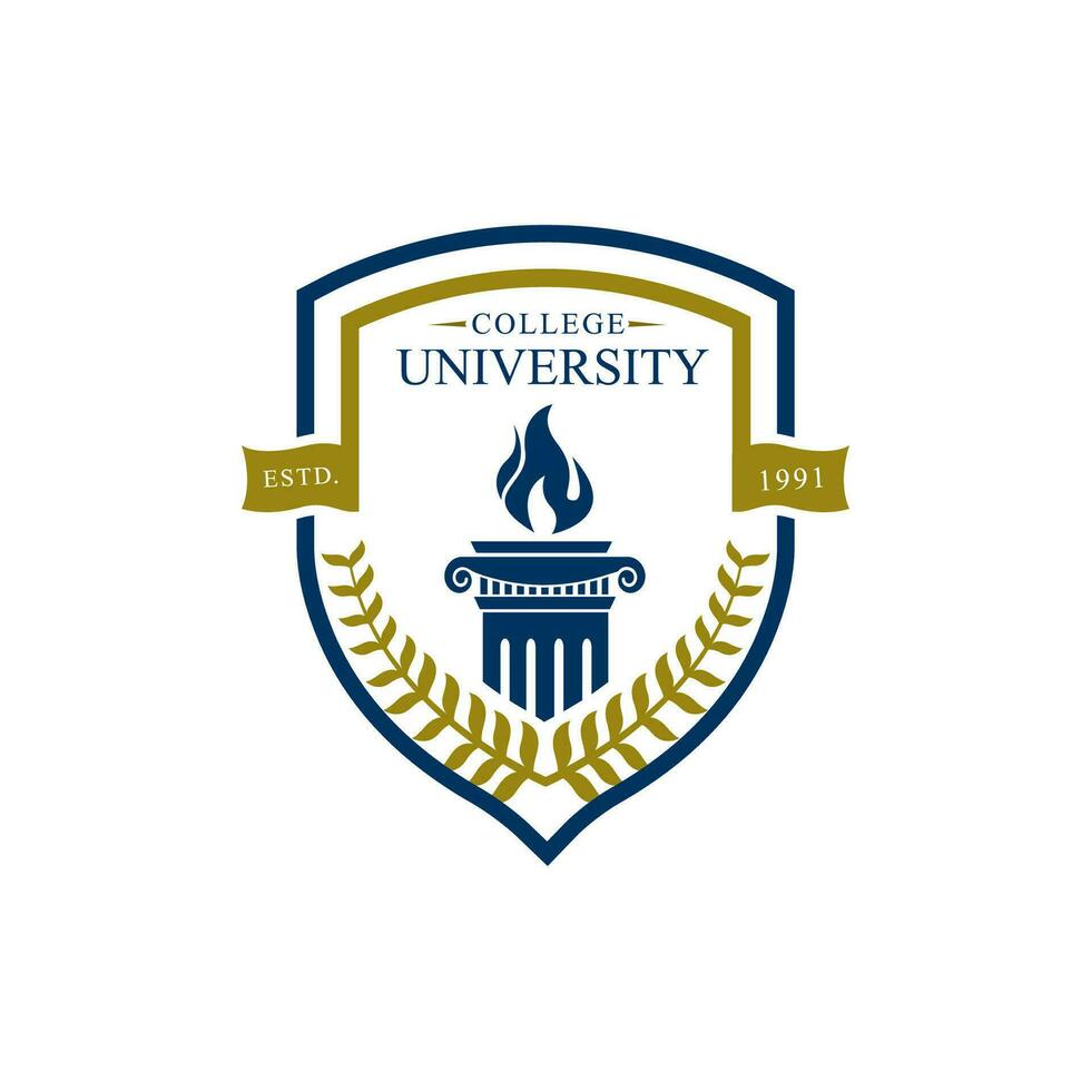 University college school badge logo design vector image. Education badge logo design. University high school emblem