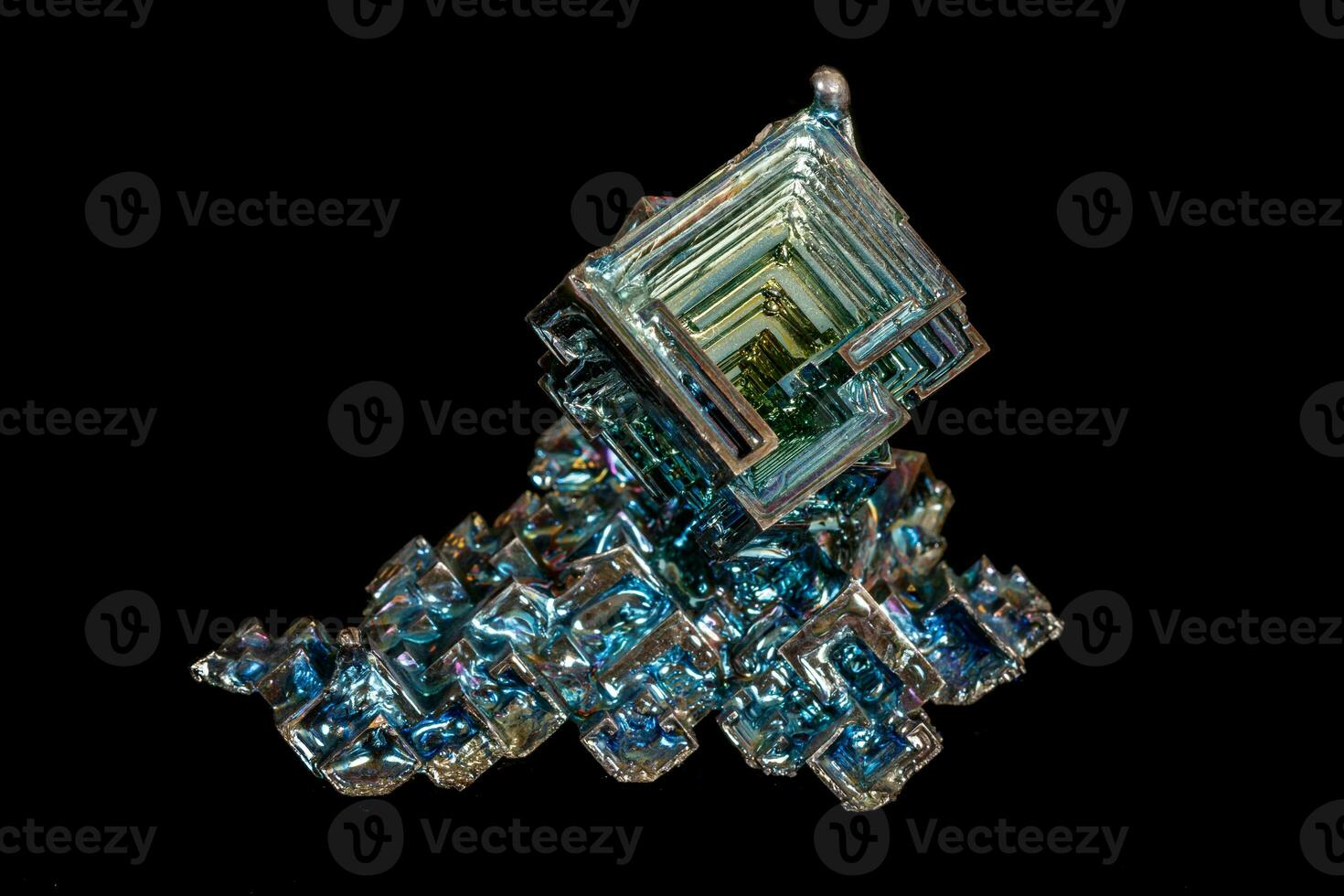 Macro of the stone bismuth mineral on a black background photo