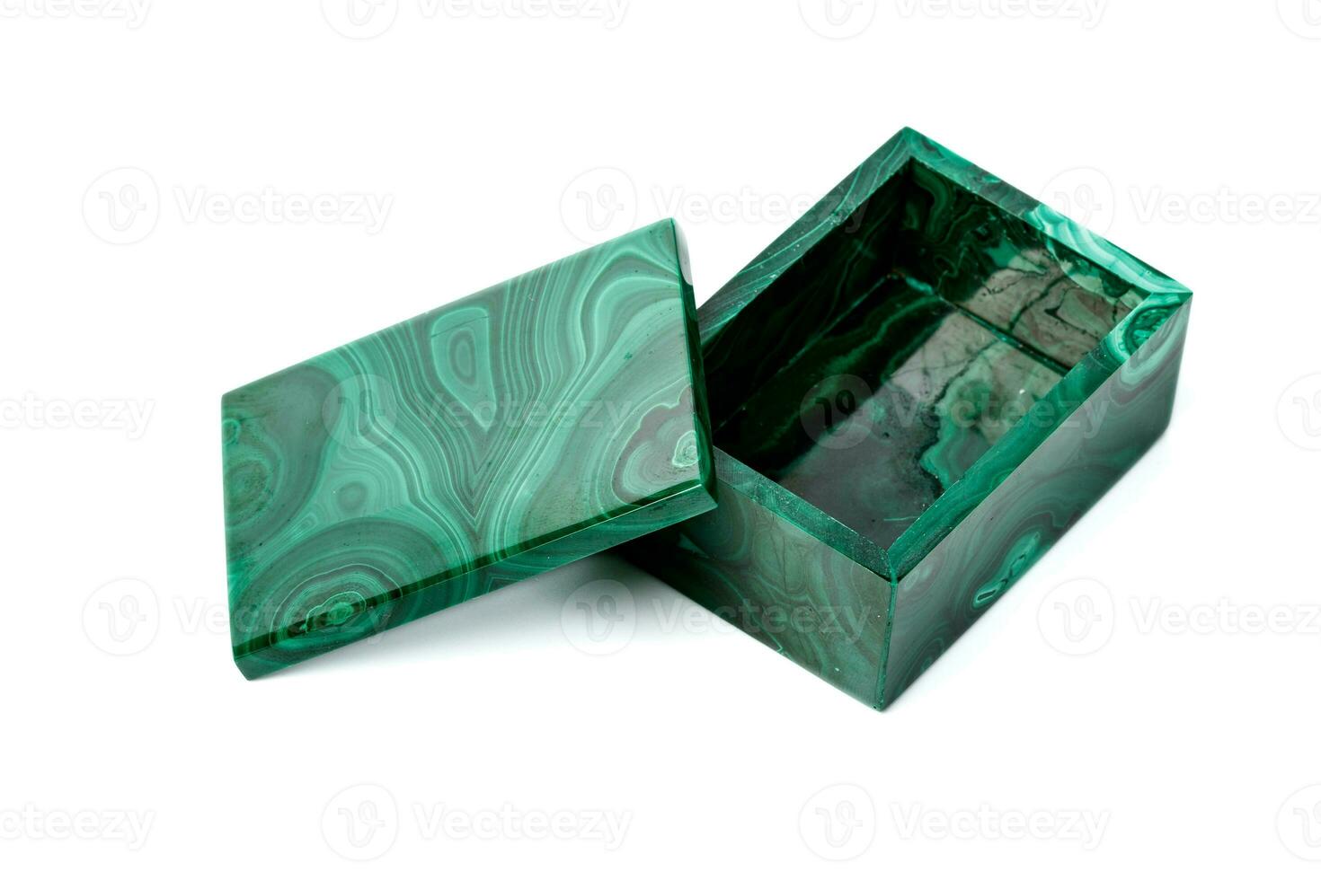 macro malachite boxes on white background photo