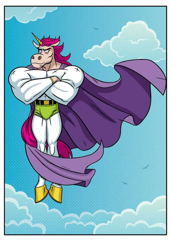 Unicorn Superhero Flying vector