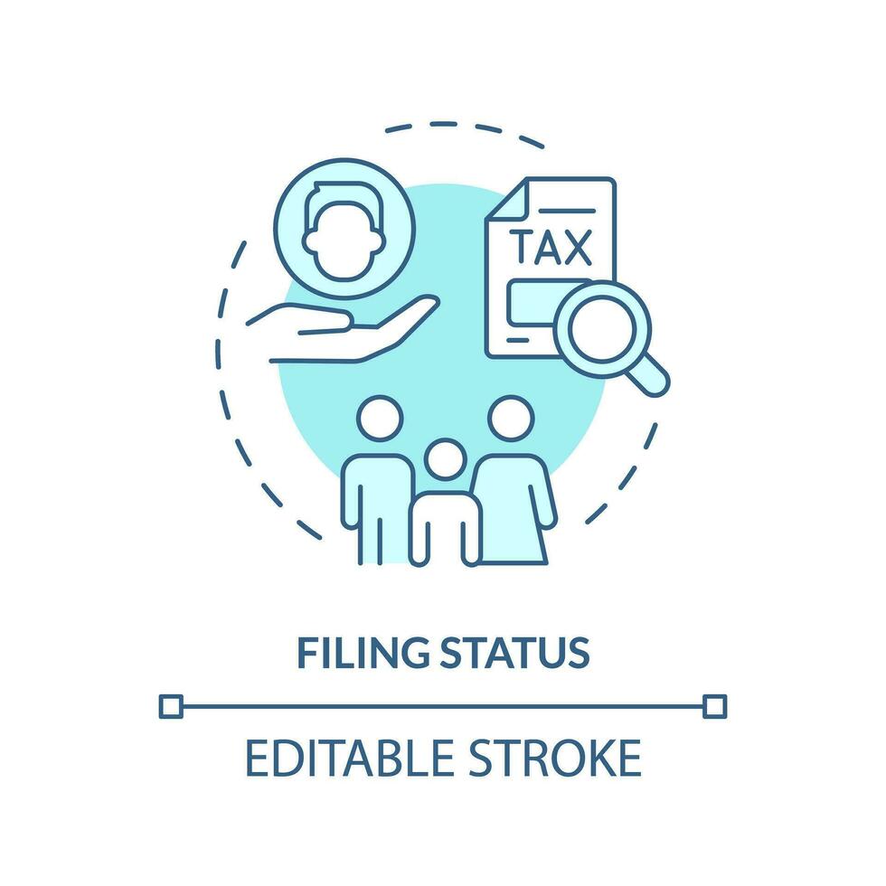 Filing status soft blue concept icon. Determine eligibility for financial benefit. Criteria for taxpayers. Round shape line illustration. Abstract idea. Graphic design. Easy to use in blog post vector