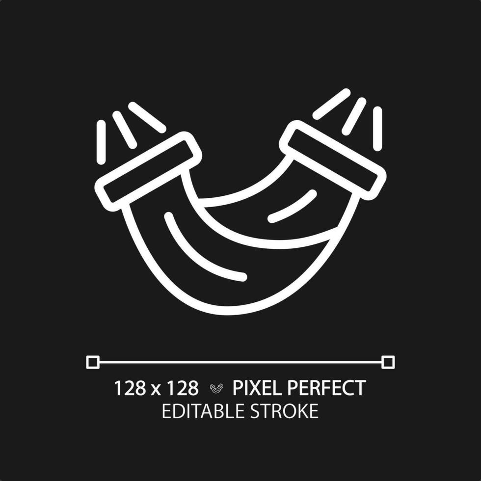 2D pixel perfect white hammock icon, isolated vector, editable hiking gear thin line illustration. vector