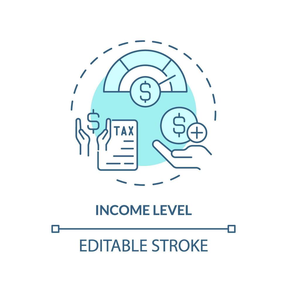Income level soft blue concept icon. Determine eligibility for financial benefit. Criteria for taxpayers. Round shape line illustration. Abstract idea. Graphic design. Easy to use in article vector