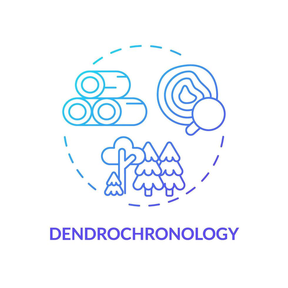 2D gradient dendrochronology icon, simple isolated vector, climate metrics thin line illustration. vector