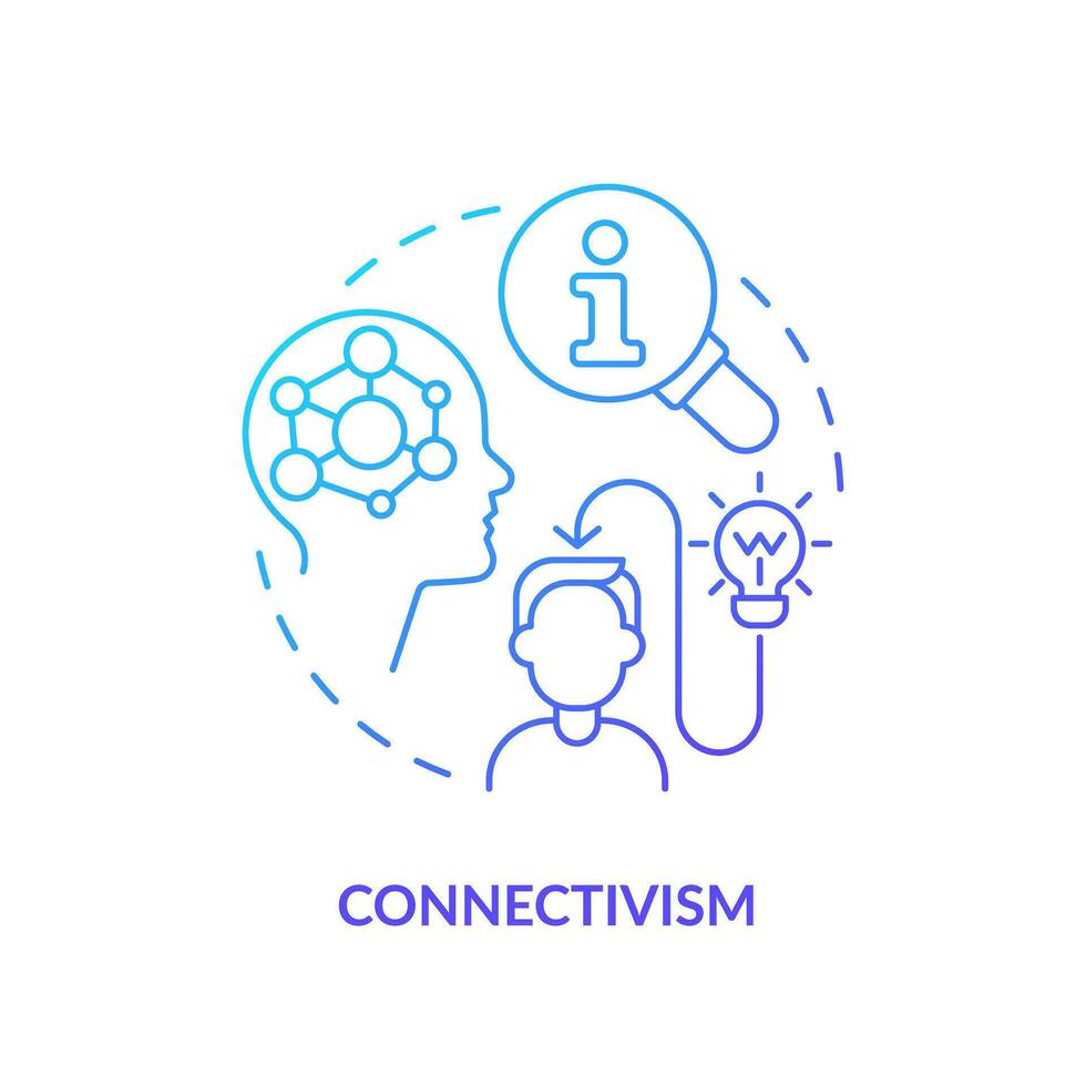 2D gradient connectivism icon, simple vector, thin line illustration representing learning theories. vector