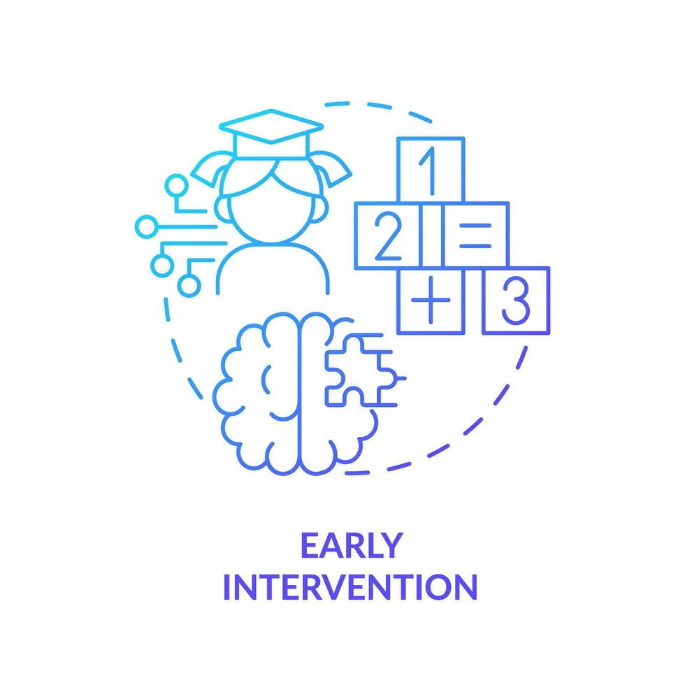 2D gradient early intervention icon, simple vector, thin line illustration representing learning theories. vector