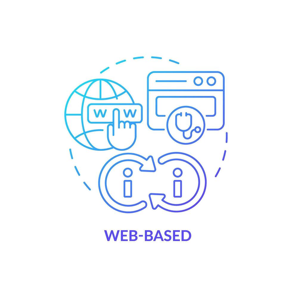 2D gradient blue web-based icon concept, isolated vector, health interoperability resources thin line illustration. vector