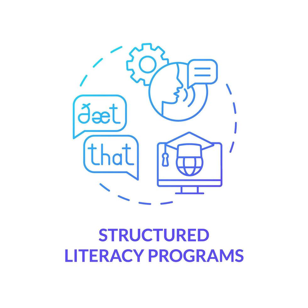2D gradient blue icon structured literacy programs concept, simple isolated vector, dyslexia thin linear illustration vector