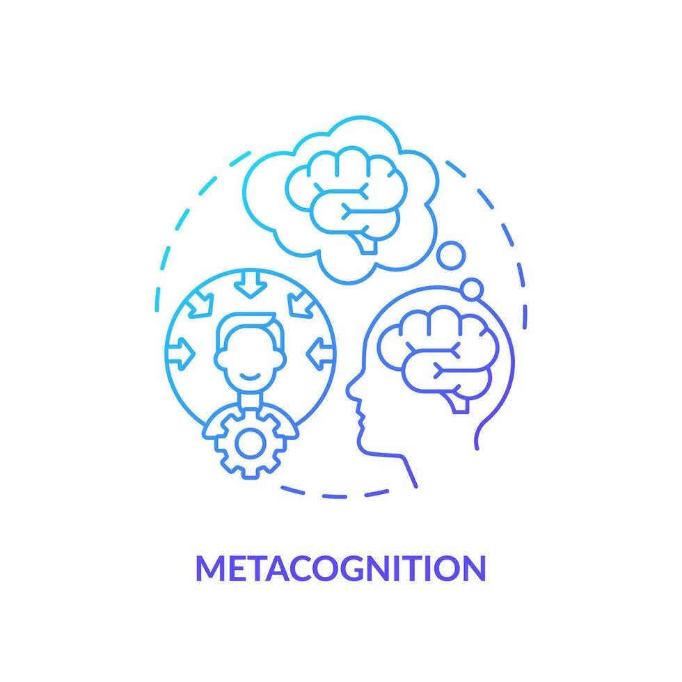 2D gradient metacognition icon, simple vector, thin line illustration representing learning theories. vector