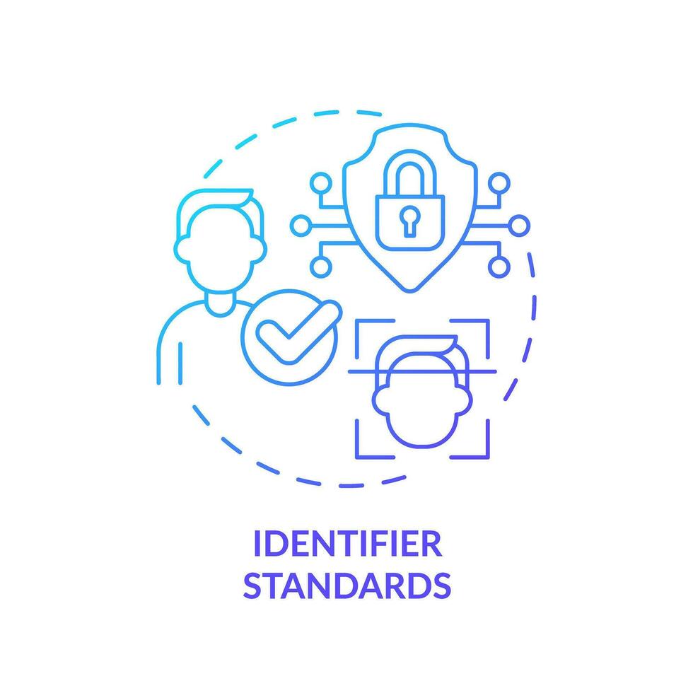 2D gradient blue icon identifier standards concept, isolated vector, health interoperability resources thin line illustration. vector