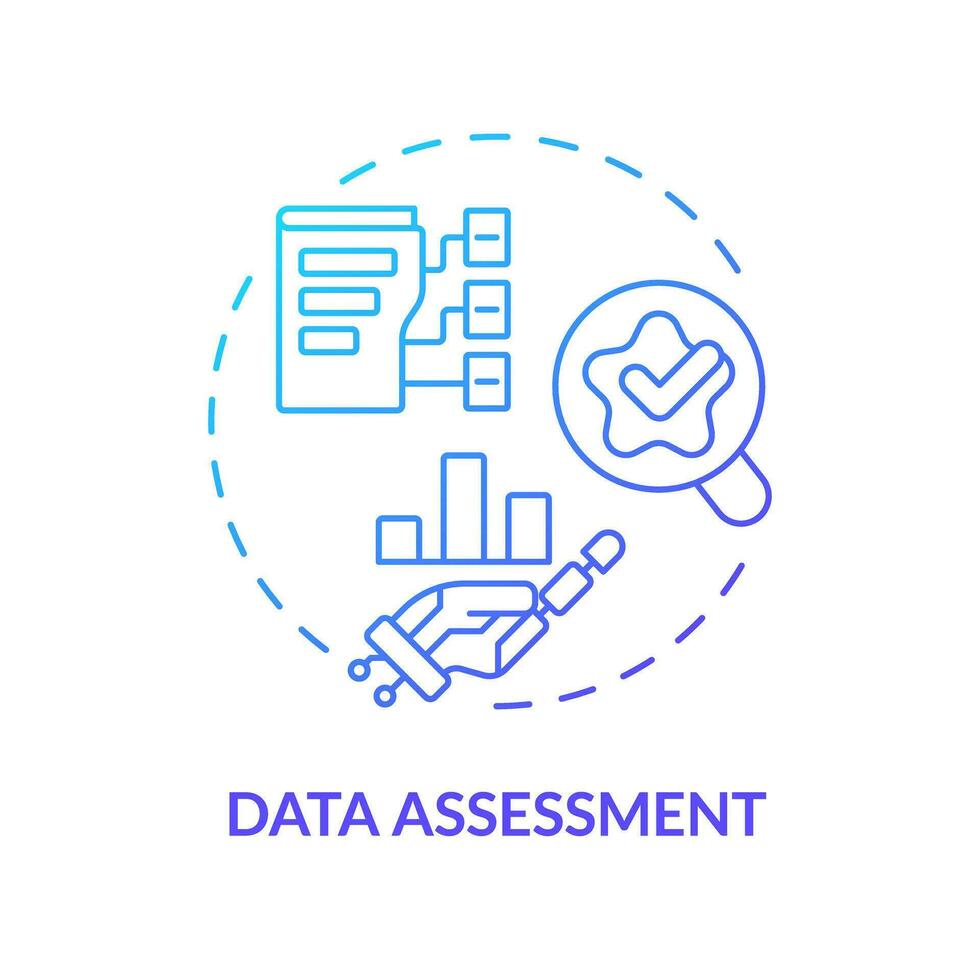 2d datos evaluación degradado icono representando ai operaciones, aislado vector, azul Delgado línea ilustración. vector