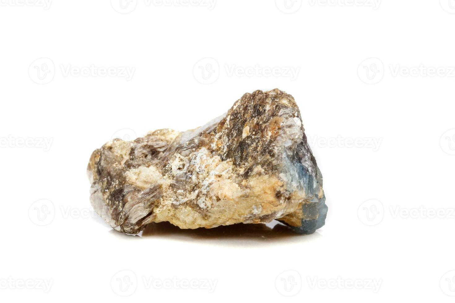 Macro mineral stone Corundum in rock a white background photo