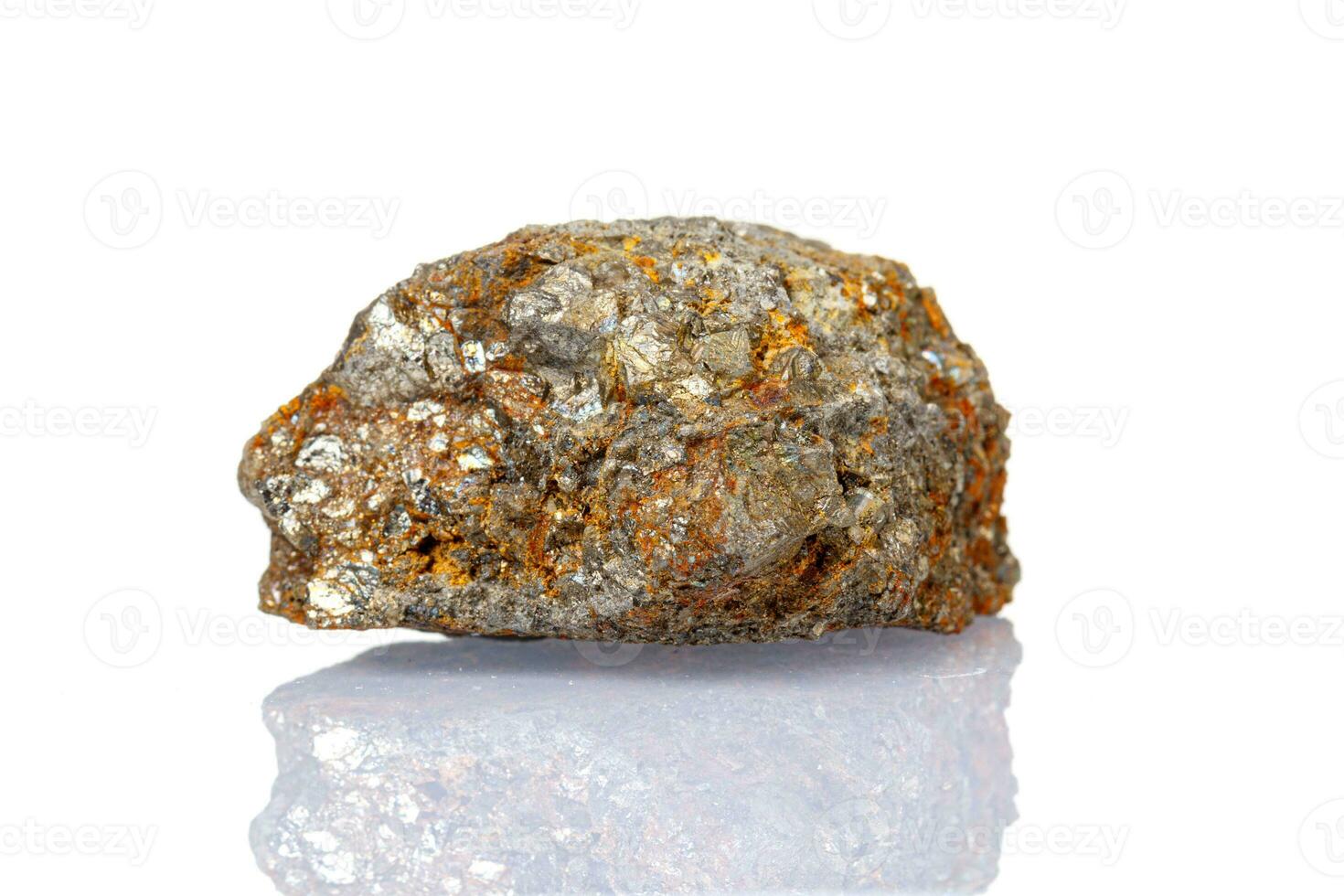 macro mineral stone Arsenopyrite on a white background photo