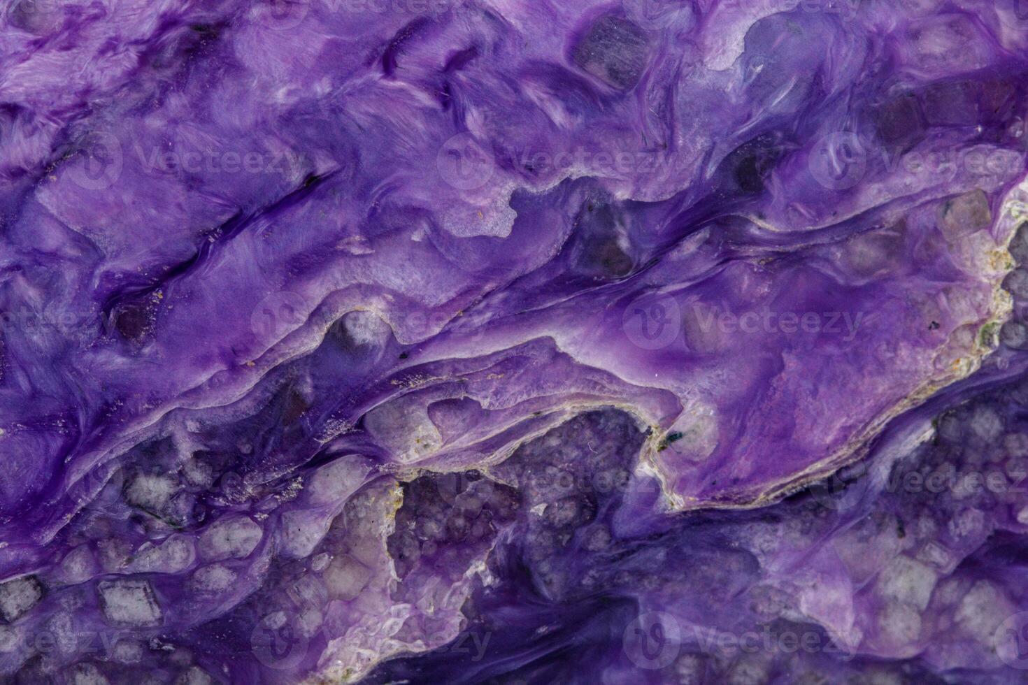macro mineral stone Charoite on a white background photo