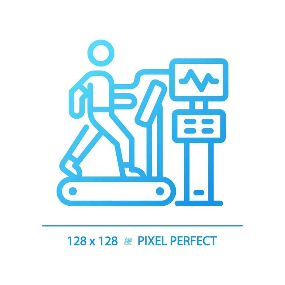 Stress test pixel perfect gradient linear vector icon. Cardiac health. Cardiovascular exercise. Physical exam. Thin line color symbol. Modern style pictogram. Vector isolated outline drawing