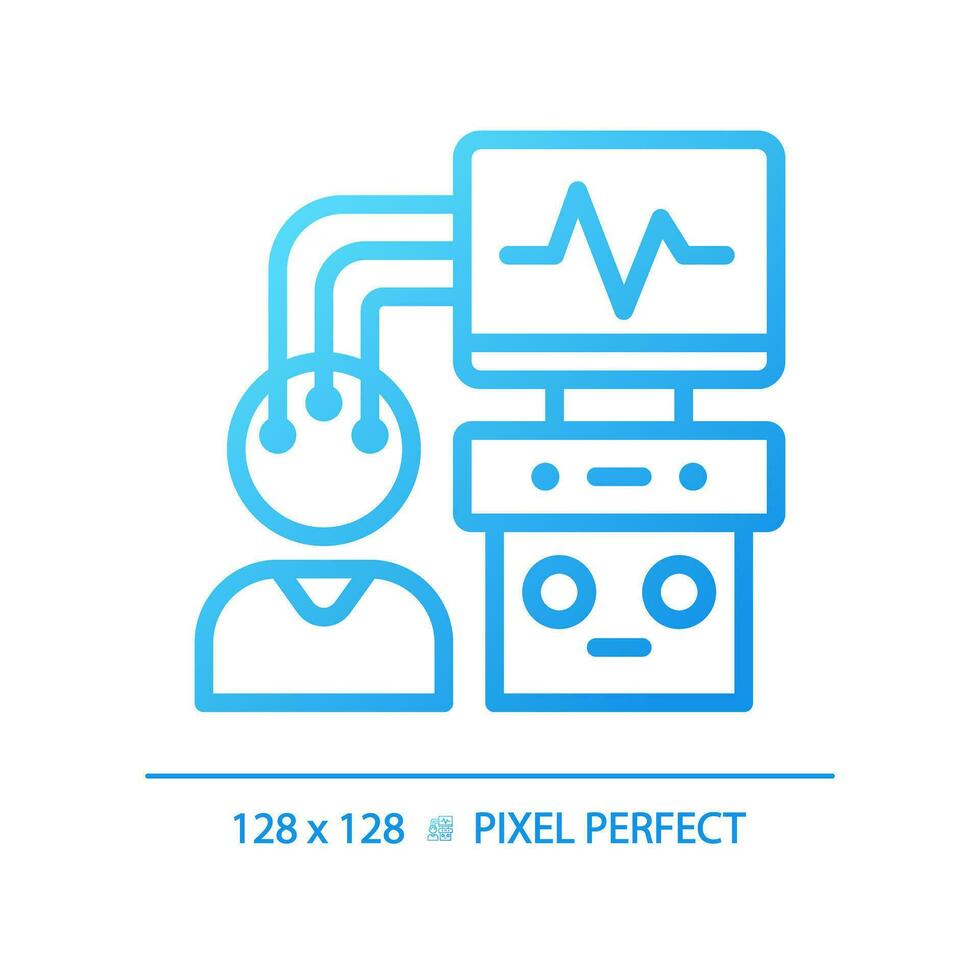 Eeg machine pixel perfect gradient linear vector icon. Brain activity. Sleep disorder. Nervous system. Thin line color symbol. Modern style pictogram. Vector isolated outline drawing