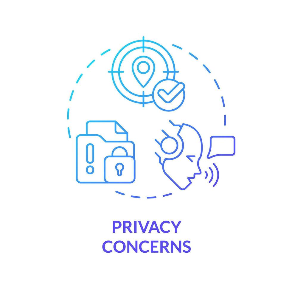 2D privacy concerns thin line gradient icon concept, isolated vector, blue illustration representing voice assistant. vector