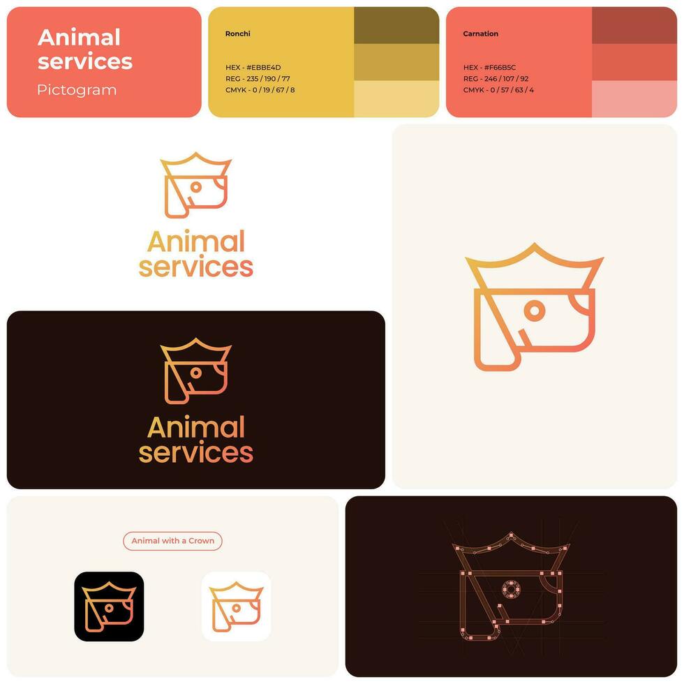 prima comida para mascotas degradado línea negocio logo. alto calidad negocio valor. perro con corona sencillo icono. diseño elemento. visual identidad. adecuado para marca vector