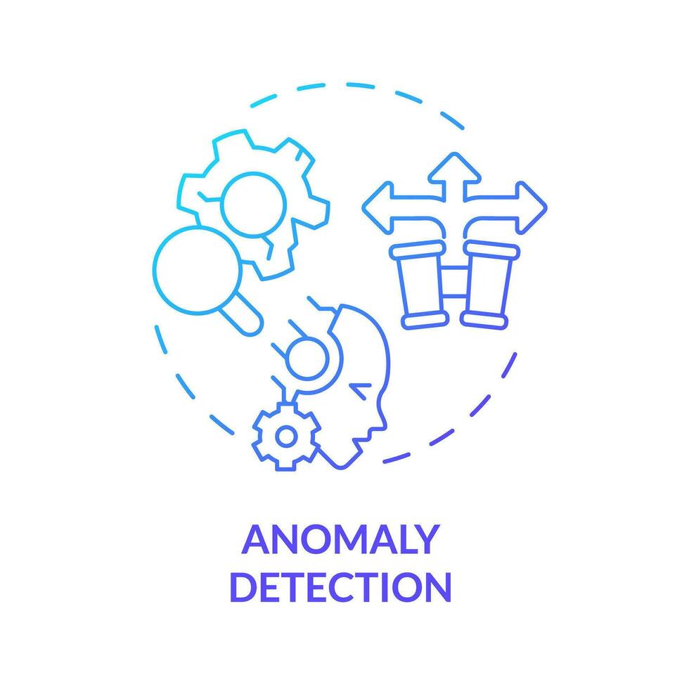 2D anomaly detection gradient icon representing AI ops, isolated vector, blue thin line illustration. vector