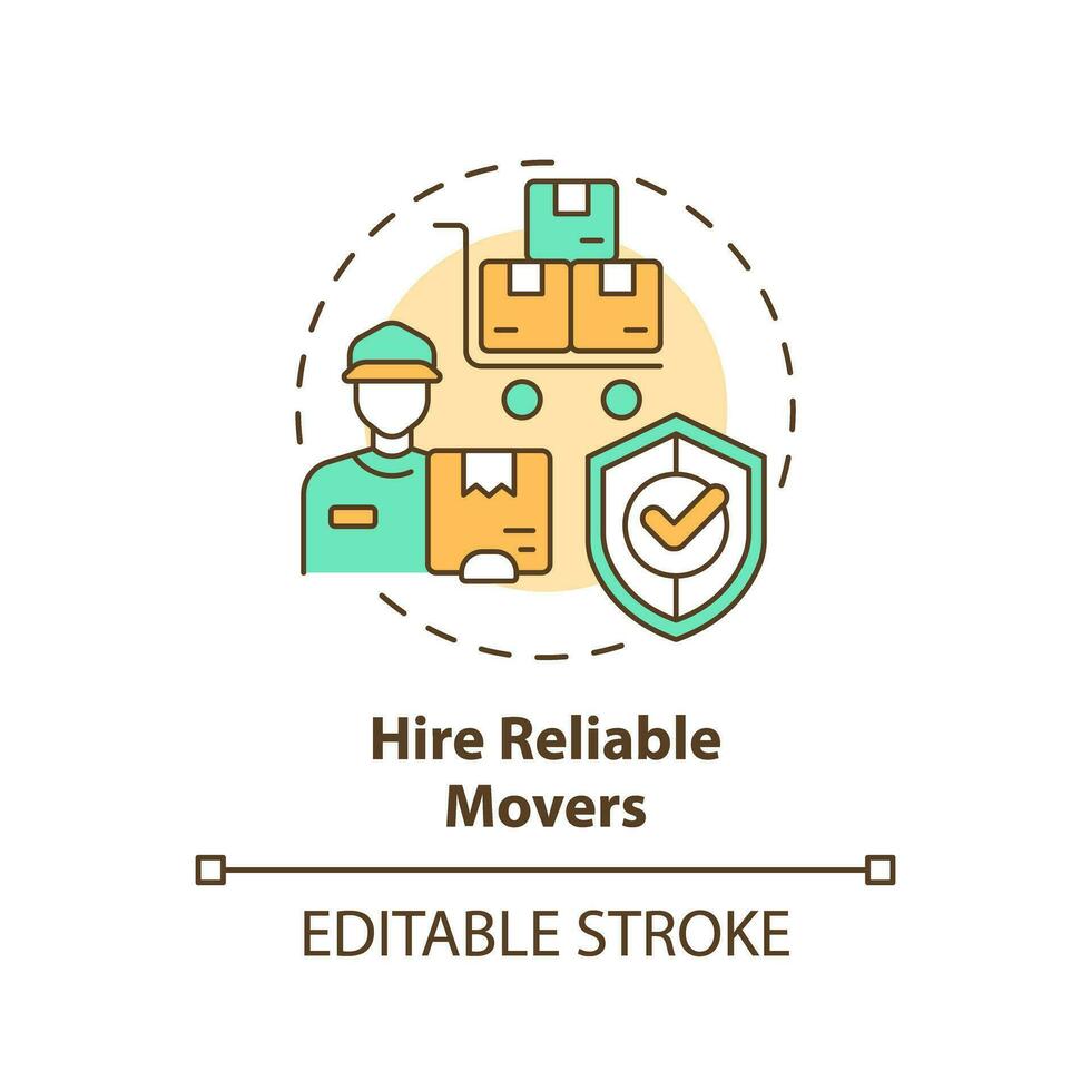 2D editable hire reliable movers icon representing moving service, simple isolated vector, multicolor thin line illustration. vector