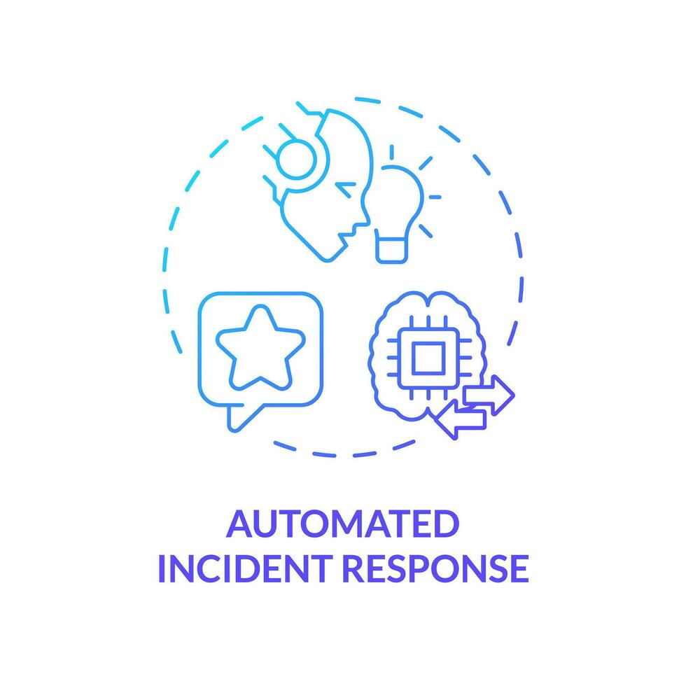 2D automated incident response gradient icon representing AI ops, isolated vector, blue thin line illustration. vector