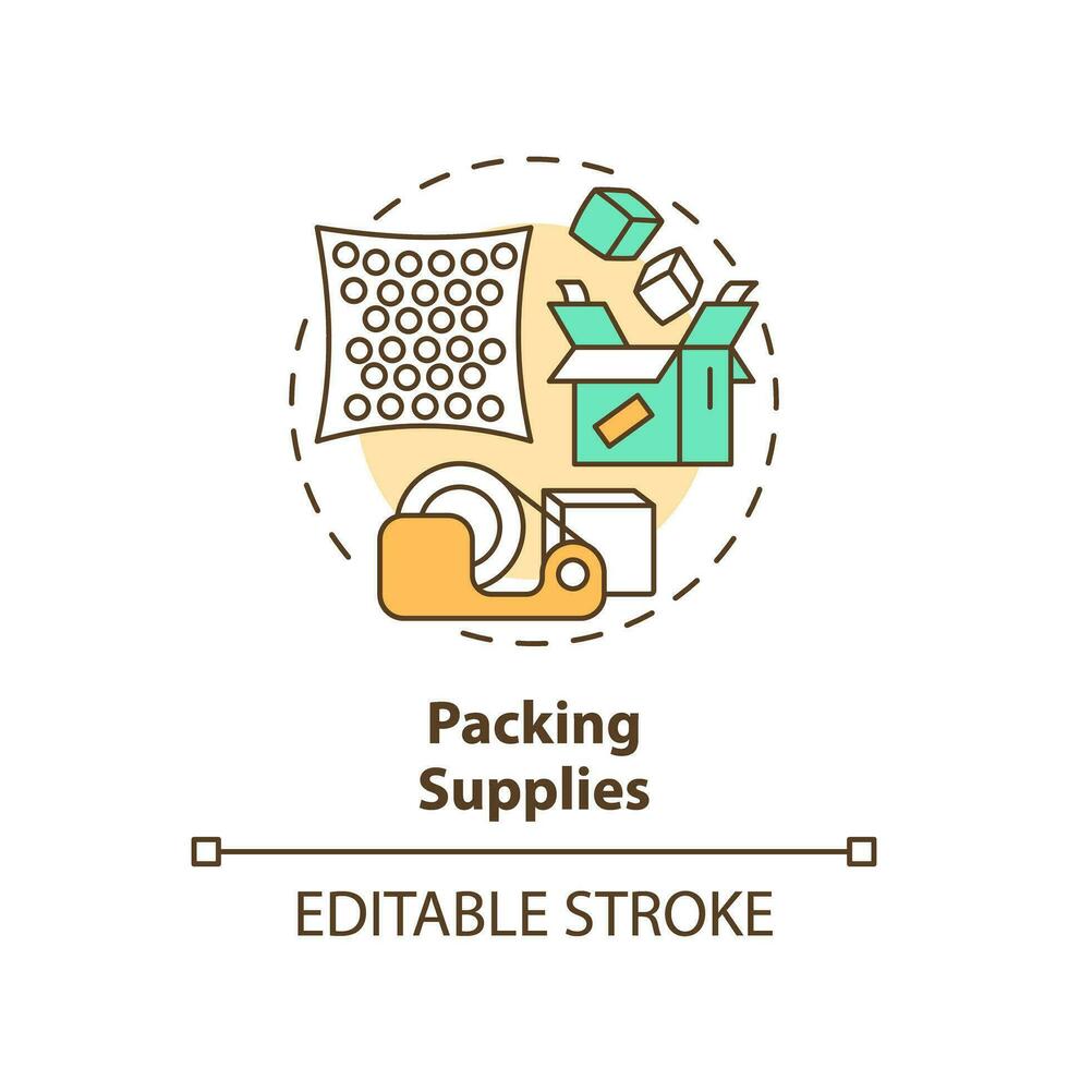 2D editable packing supplies icon representing moving service, simple isolated vector, multicolor thin line illustration. vector