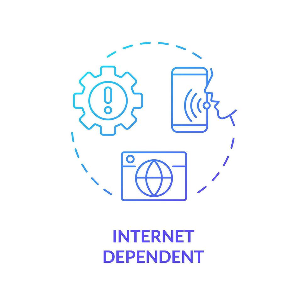 2D internet dependent thin line gradient icon concept, isolated vector, blue illustration representing voice assistant. vector