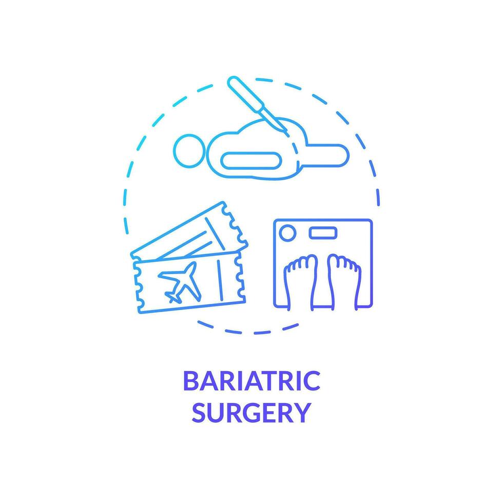 2D gradient bariatric surgery icon, simple isolated vector, medical tourism thin line illustration. vector